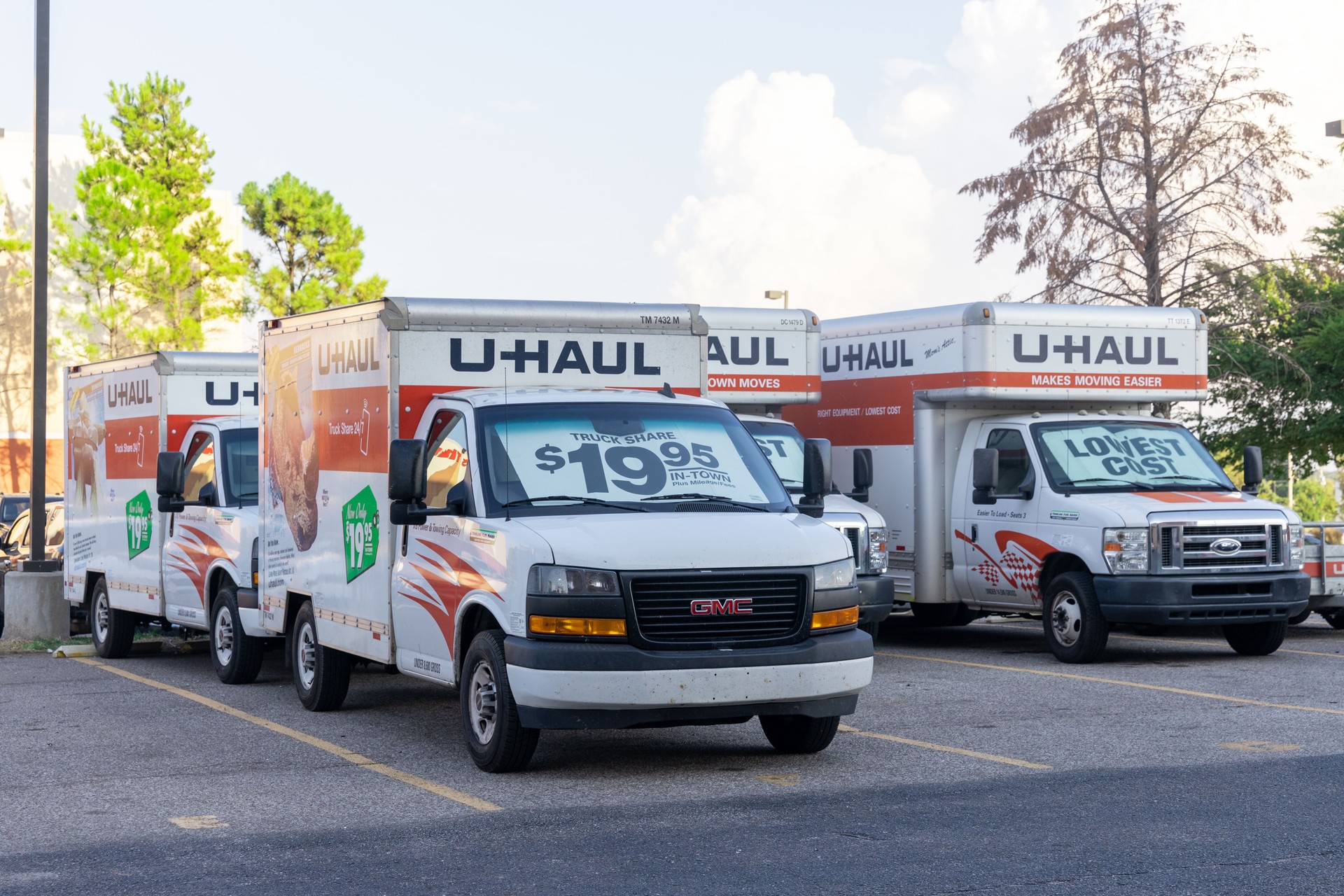 U-HAUL Truck parked at the pickup location at the rental office.